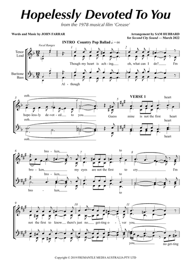 Olivia Newton-john: Hopelessly Devoted To You (the (arr. Sam Hubbard)