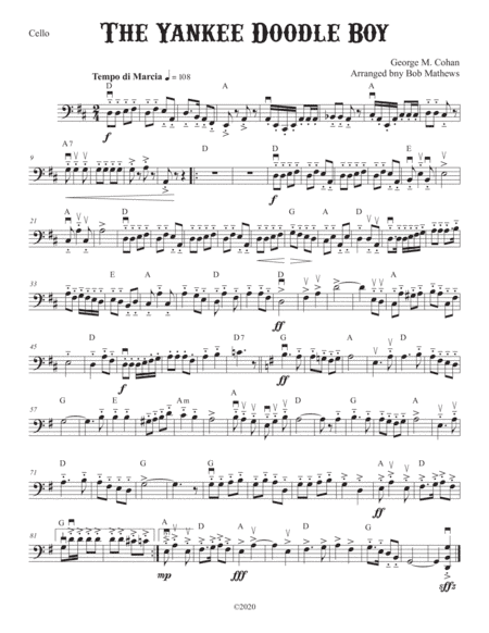 The Yankee Doodle Boy for Solo Cello/Bass (arr. Bob Mathews)