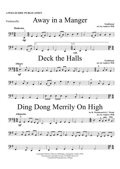 Christmas Carol Selections - Cello (arr. Willscore Publishing)