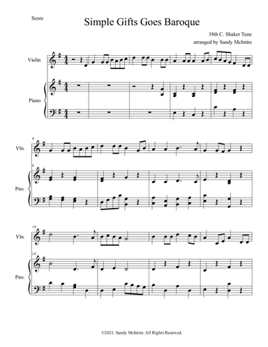 Simple Gifts Goes Baroque (arr. Sandy McIntire)