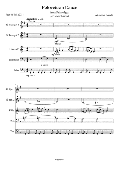 Polovetsian Dance from Prince Igor - A Borodin (arr. Peet du Toit)