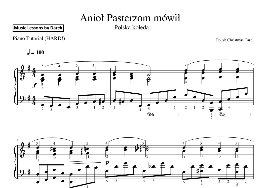 Aniol Pasterzom mówil (Polish Christmas Carol) [HARD PIANO] (arr. Darek)