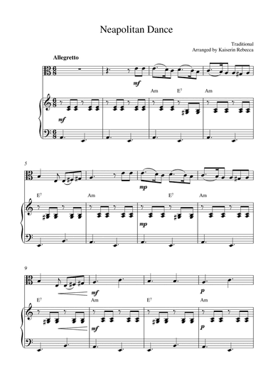 Neapolitan Dance (for viola solo and piano accompaniment) (arr. Kaiserin Rebecca)