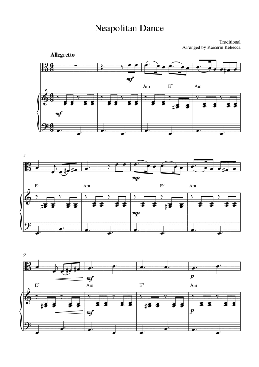 Neapolitan Dance (for viola solo and piano accompaniment) (arr. Kaiserin Rebecca)