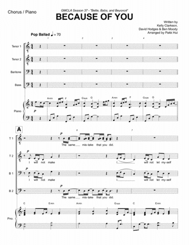 Because Of You (arr. Pakk Hui)