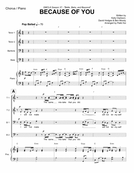 Because Of You (arr. Pakk Hui)