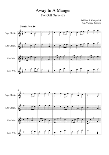Away In A Manger - For Orff Ensemble (arr. Yvonne Johnson)