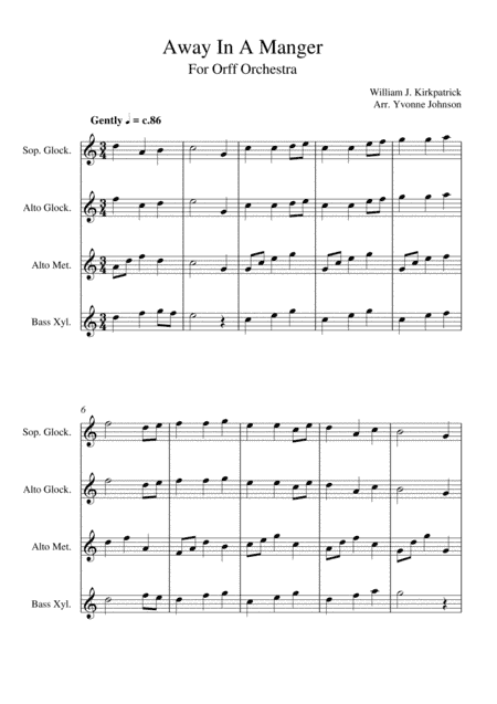 Away In A Manger - For Orff Ensemble (arr. Yvonne Johnson)