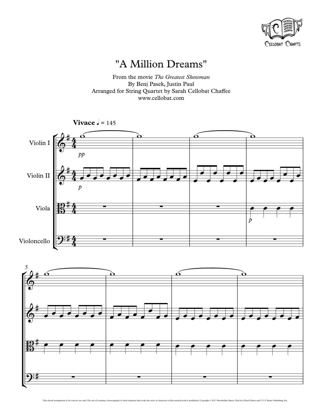 A Million Dreams (arr. Sarah Cellobat Chaffee)