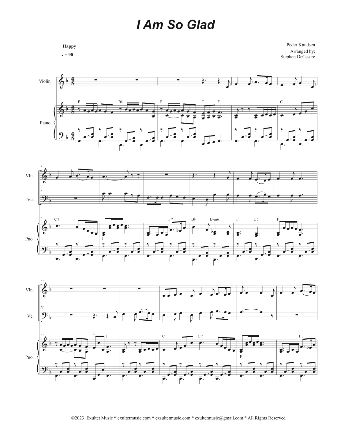 I Am So Glad (Duet for Violin and Cello) (arr. Stephen DeCesare)
