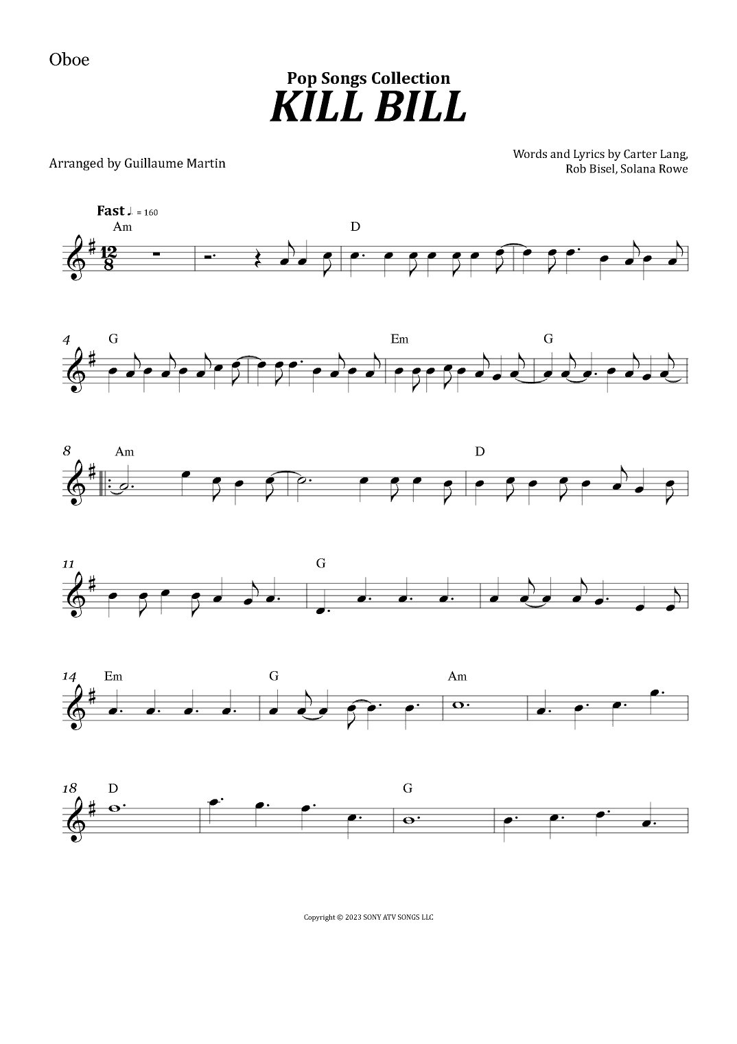 Kill Bill (arr. Guillaume Martin)