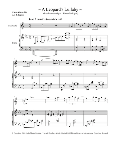 A Leopard's Lullaby (arr. D.Gagnon)
