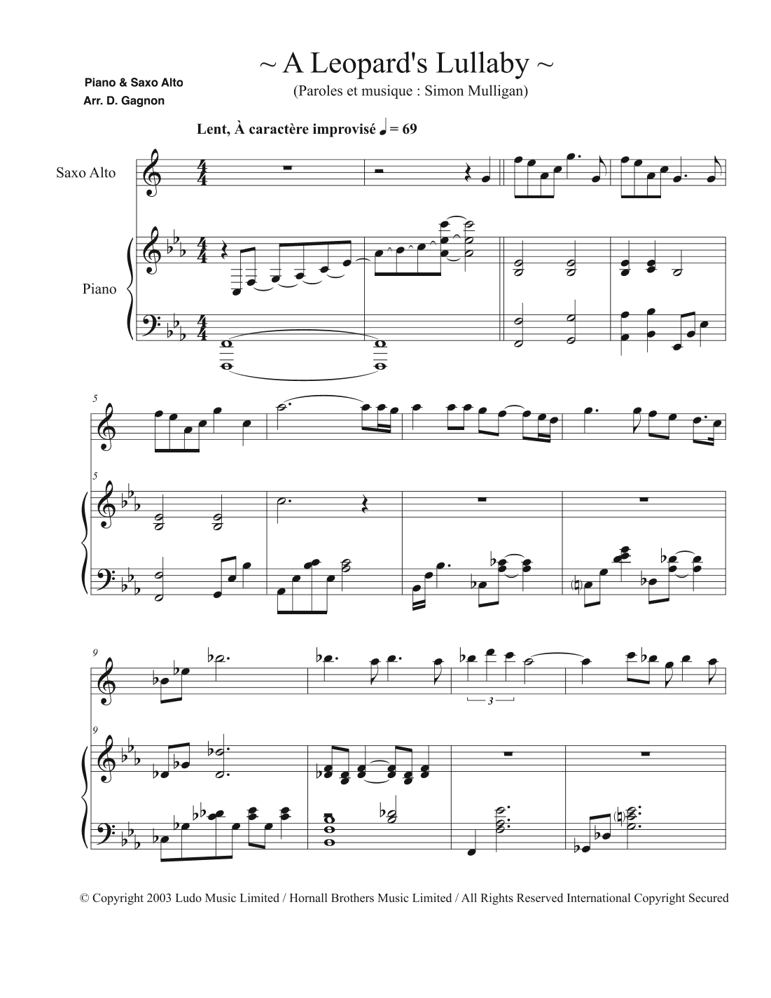 A Leopard's Lullaby (arr. D.Gagnon)