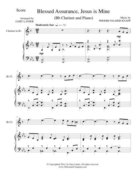 BLESSED ASSURANCE (Bb Clarinet/Piano and Clarinet Part) (arr. Gary Lanier)