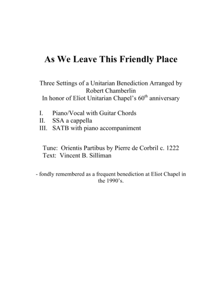 As We Leave This Friendly Place (arr. Robert Chamberlin)