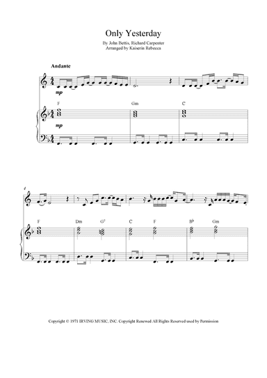 Only Yesterday (arr. Kaiserin Rebecca)