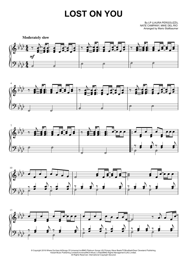 Lost On You (arr. Mario Stallbaumer)