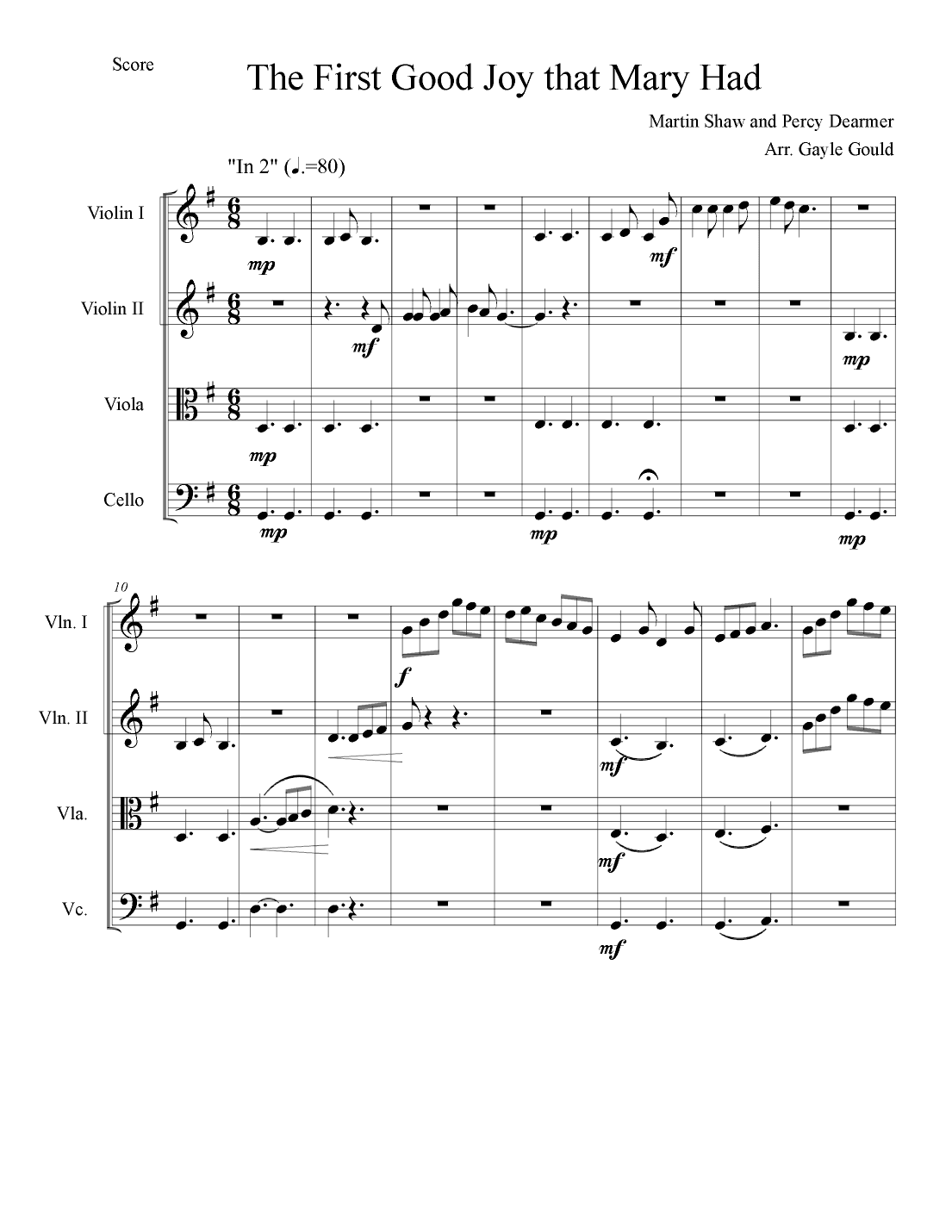 The Seven Joys of Mary - String Quartet (arr. Gayle Gould)