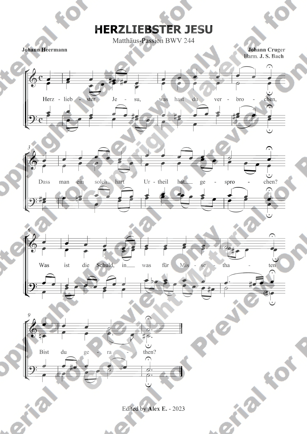 Herzliebster Jesu from St. Matthew Passion (Am) (arr. Alex E.)