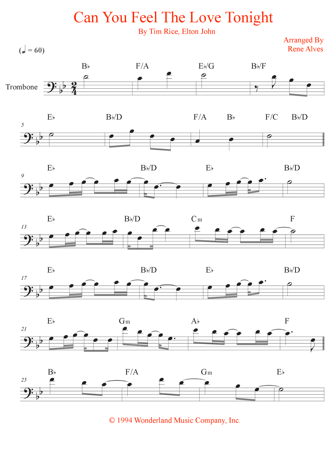 Can You Feel The Love Tonight (arr. Rene Alves)