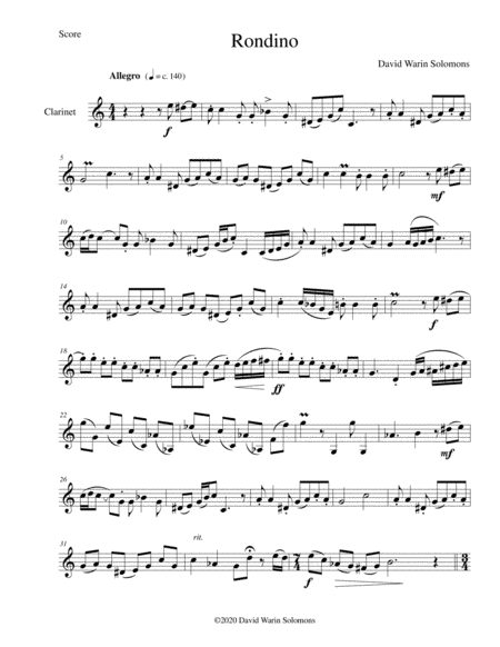 Rondino for solo clarinet