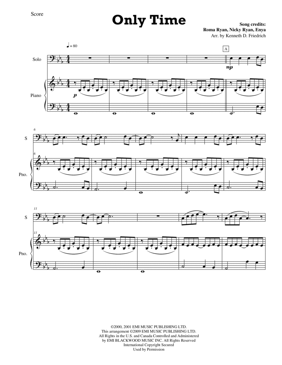 Only Time (arr. Kenneth D. Friedrich)