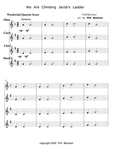 We Are Climbing Jacob's Ladder - woodwind quartet 2 (arr. Phil Beaman)