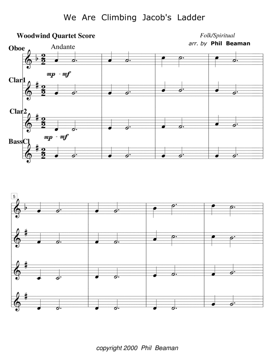 We Are Climbing Jacob's Ladder - woodwind quartet 2 (arr. Phil Beaman)
