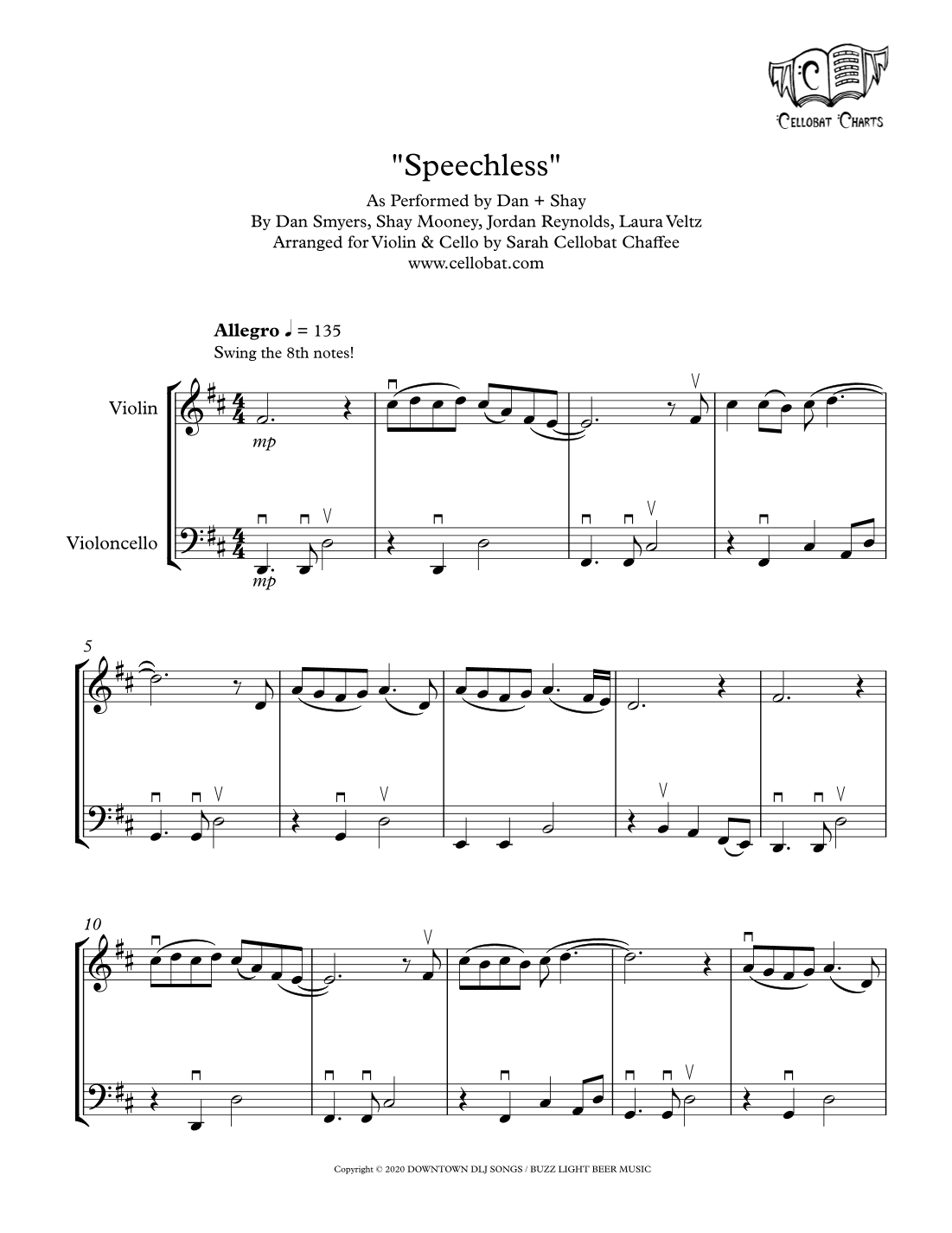Speechless (arr. Sarah Cellobat Chaffee)
