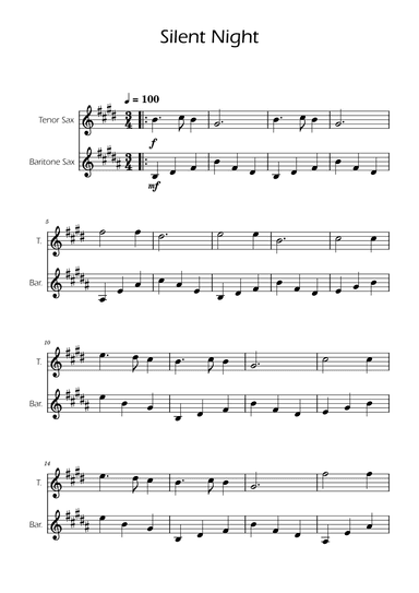 Silent Night - Tenor and Bartitone Sax Duet (arr. Ygor Nunes)