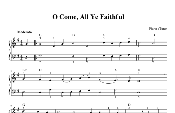 O Come, All Ye Faithful - piano (arr. Piano eTutor app)