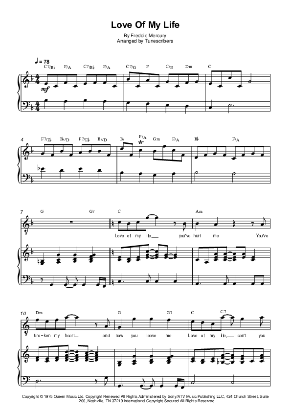 Love Of My Life (arr. Tunescribers)
