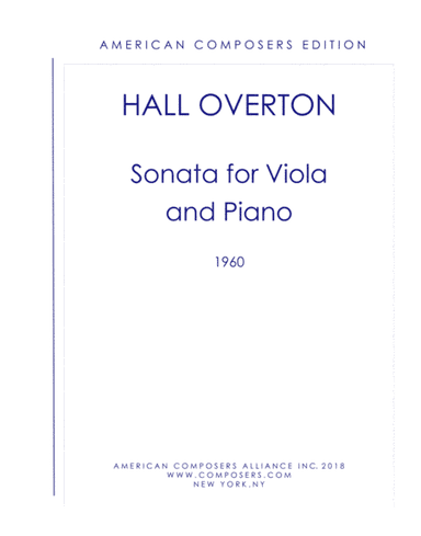 [Overton] Sonata for Viola and Piano