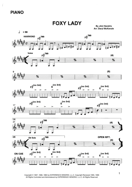 Foxey Lady (arr. Daryl McKenzie)