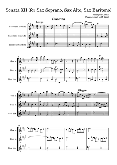 Sonata XII Opus.2 (arr. Daniel Pipo)