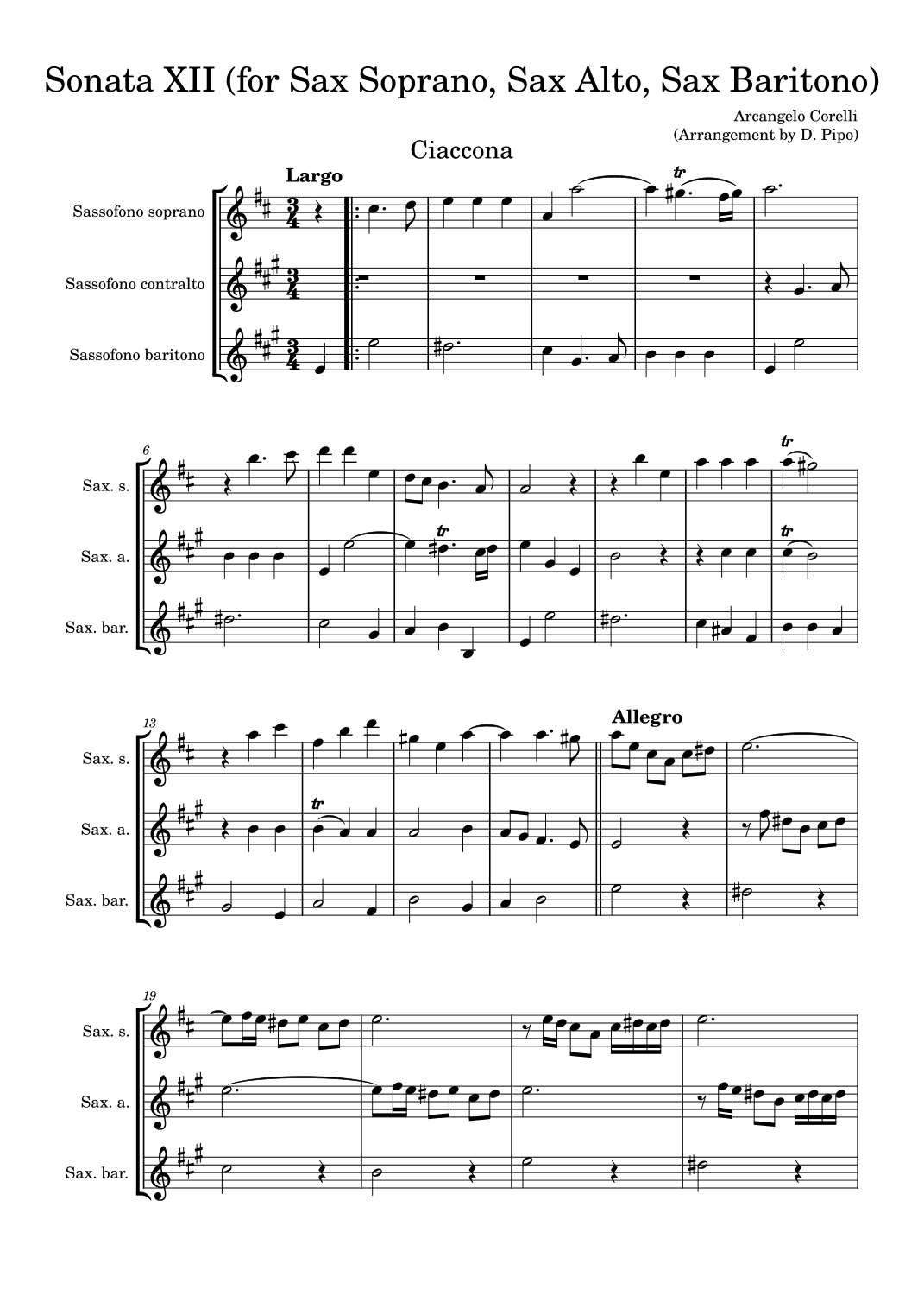 Sonata XII Opus.2 (arr. Daniel Pipo)