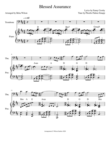 Blessed Assurance--trombone solo (arr. Beka Wilson)