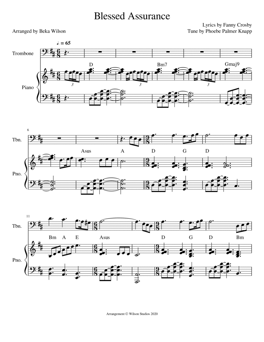 Blessed Assurance--trombone solo (arr. Beka Wilson)