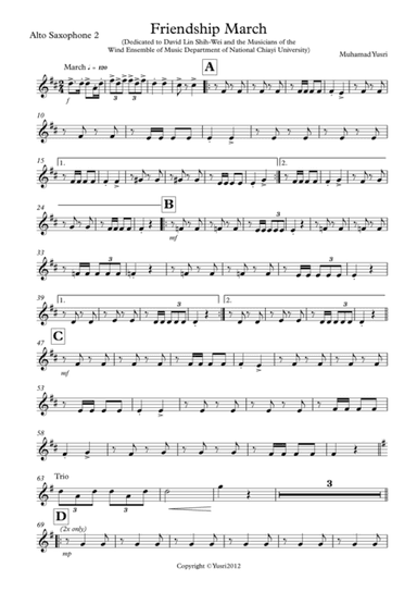 Friendship March (Alto Saxophone 2 Part)