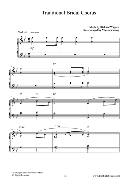 Bridal Chorus ( Contemporary Edition ) in Bb Key (arr. Miranda Wong)