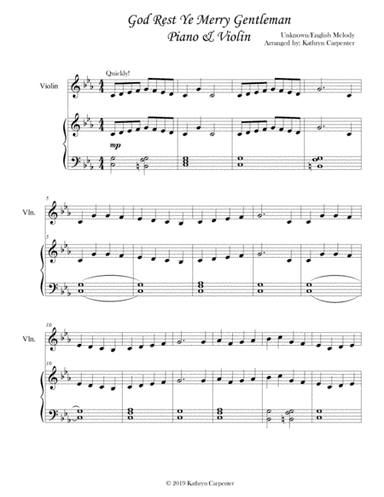God Rest Ye, Merry Gentlemen (Piano and Violin) (arr. Kathryn Carpenter)