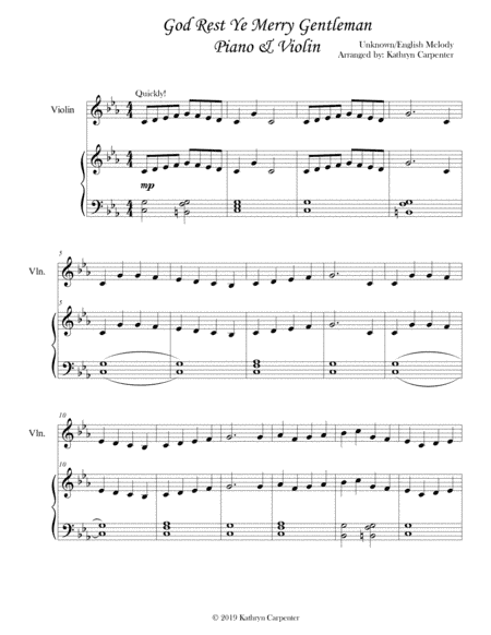 God Rest Ye, Merry Gentlemen (Piano and Violin) (arr. Kathryn Carpenter)