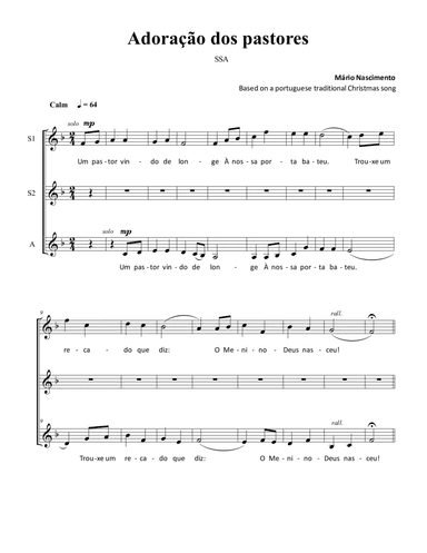 Adoração dos pastores (SSA a capella)