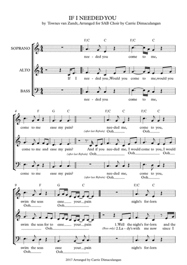 If I Needed You (arr. Carrie Dimaculangan)