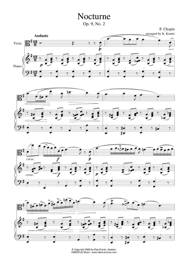 Nocturne Op. 9 No. 2 for viola and piano (abridged) (arr. Klas Krantz)