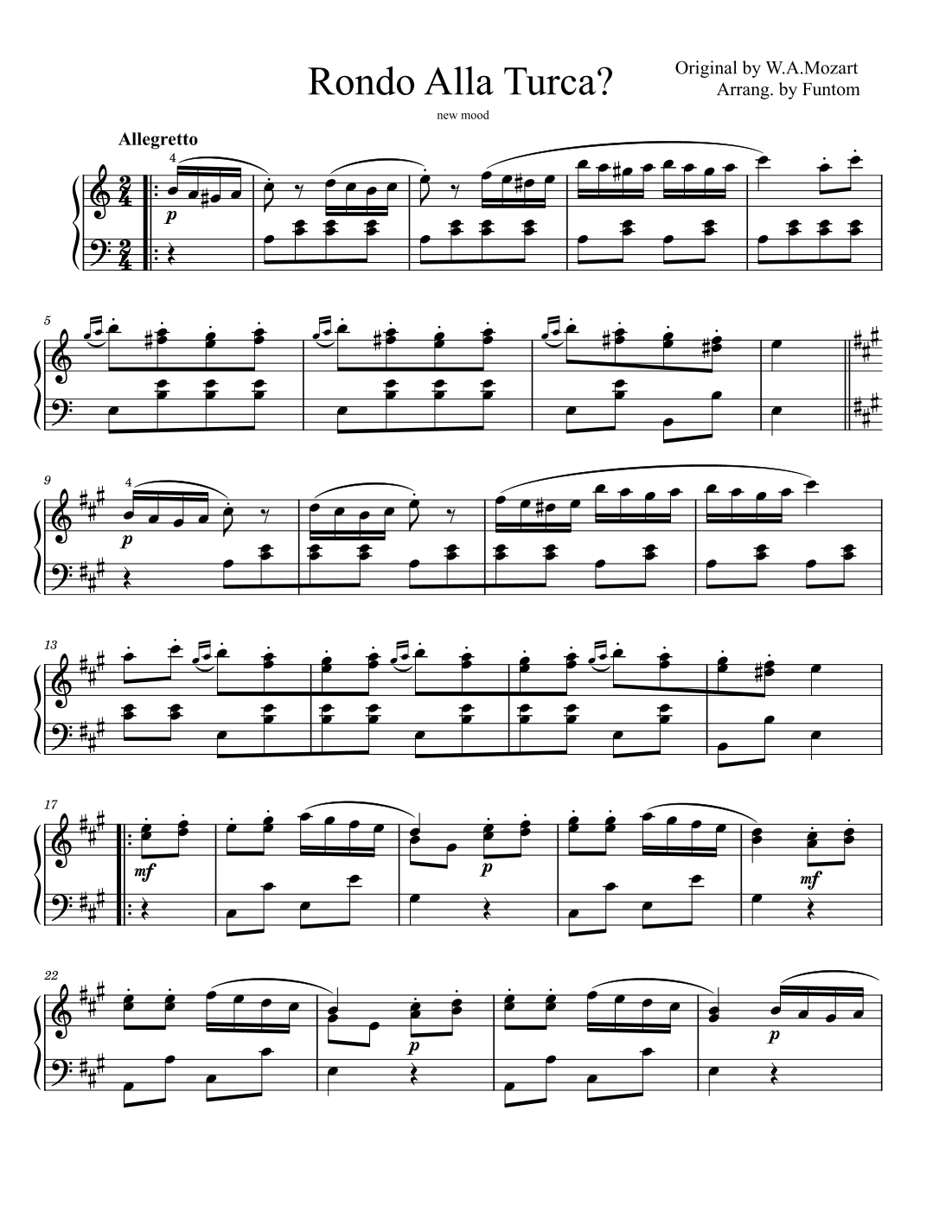 Turkish March New Mood (arr. Funtom)