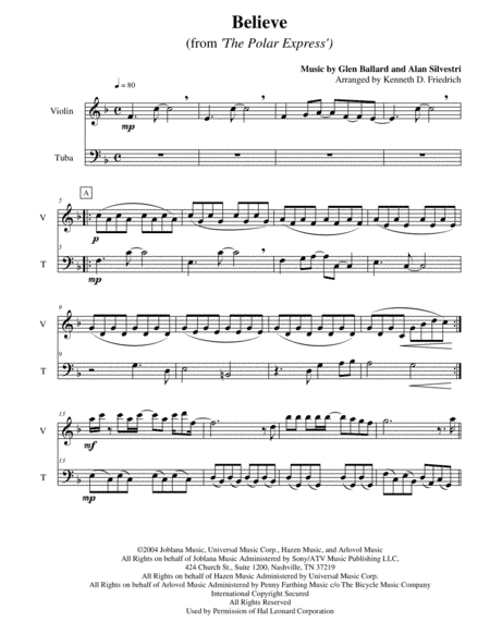 Believe (arr. Kenneth D. Friedrich)
