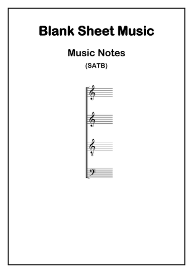 Blank Sheet Music SATB (Soprano, Alto, Tenor, Bass)