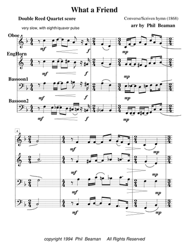 What a Friend-double reed quartet (arr. Phil Beaman)