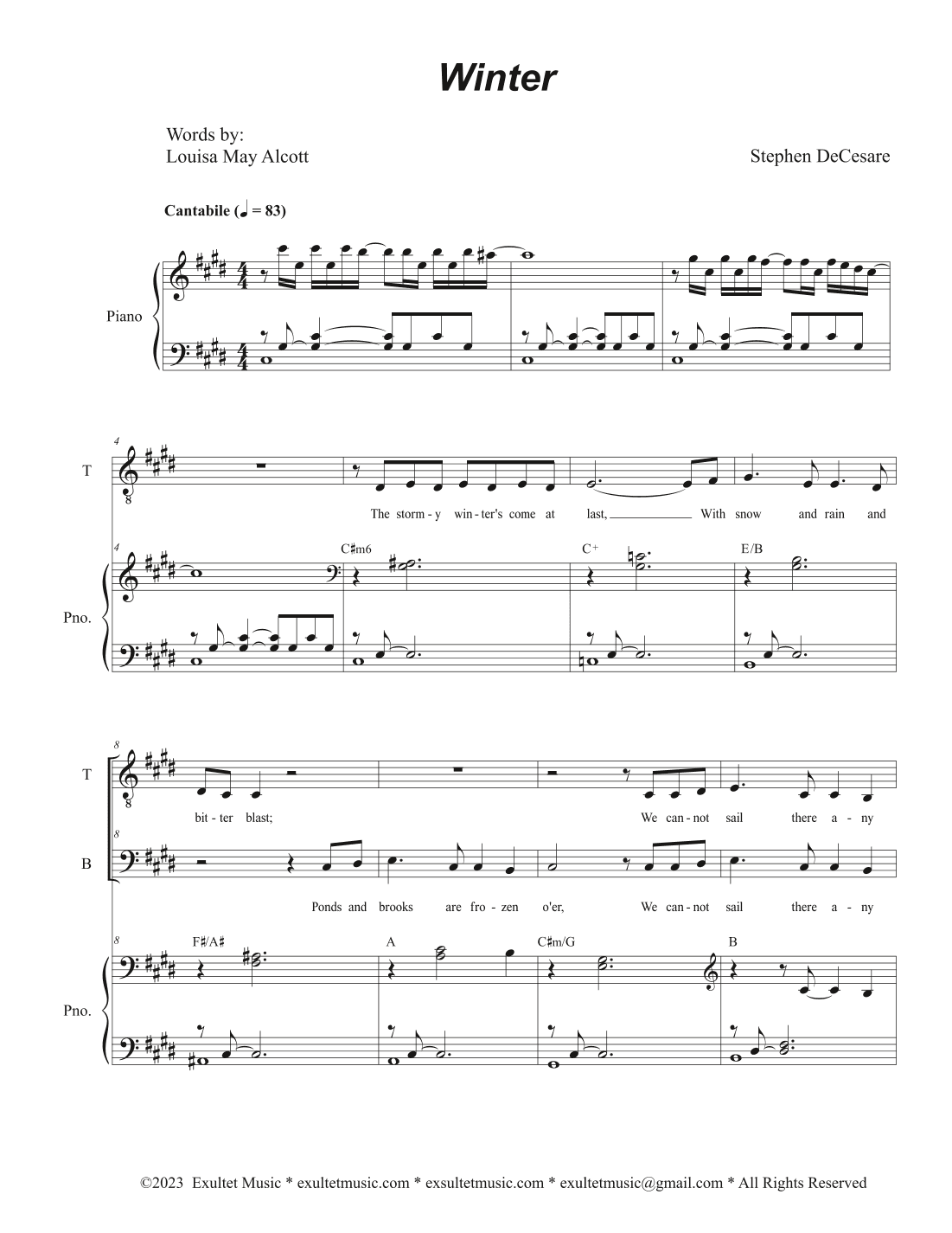 Winter (Duet for Tenor and Bass solo)